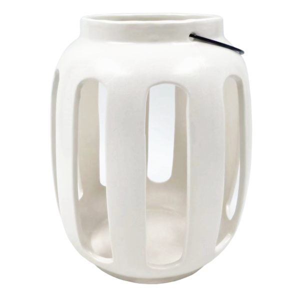 Found & Fable White Cutout Ceramic Lantern, 8"