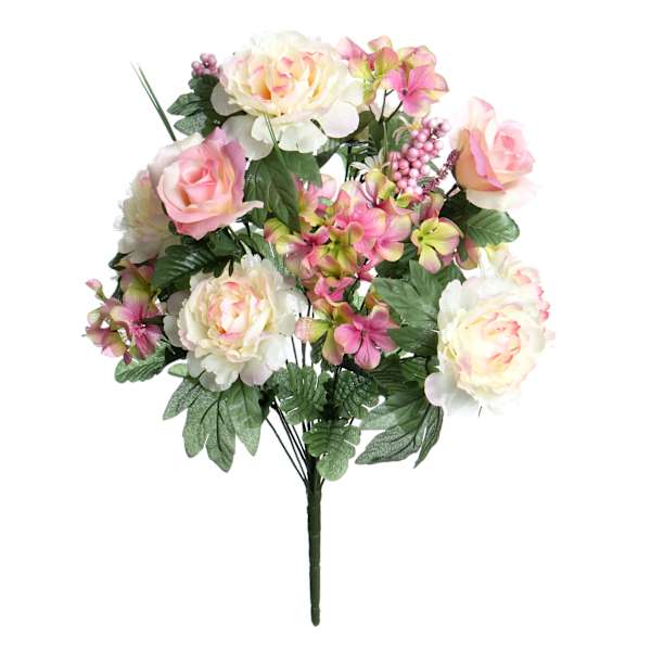 Pink Peony, Rose & Hydrangea Floral Bush, 22.5"