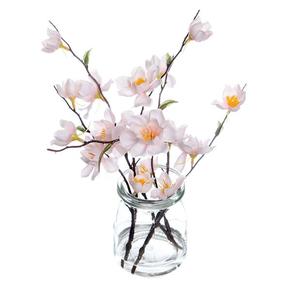 Pink Blossom Arrangement in Glass Vase, 10"