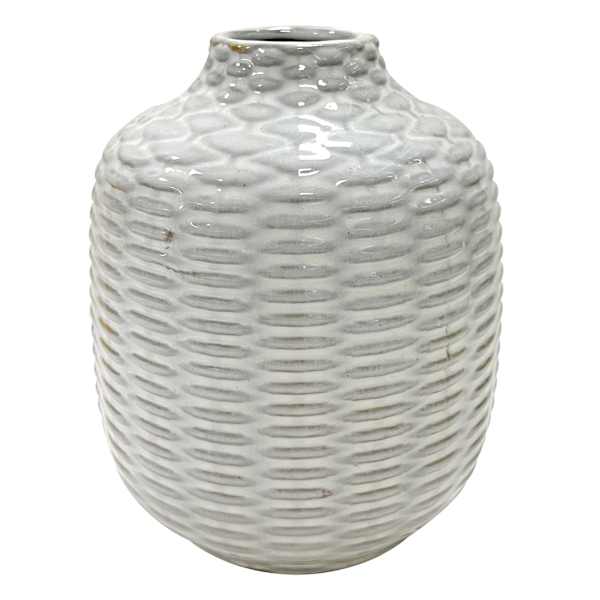Honeybloom White Textured Ceramic Vase, 5"