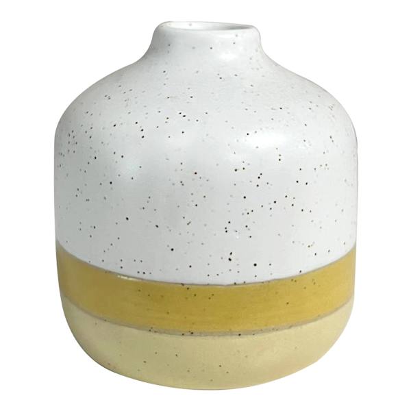 Honeybloom White & Yellow Ceramic Vase, 3"