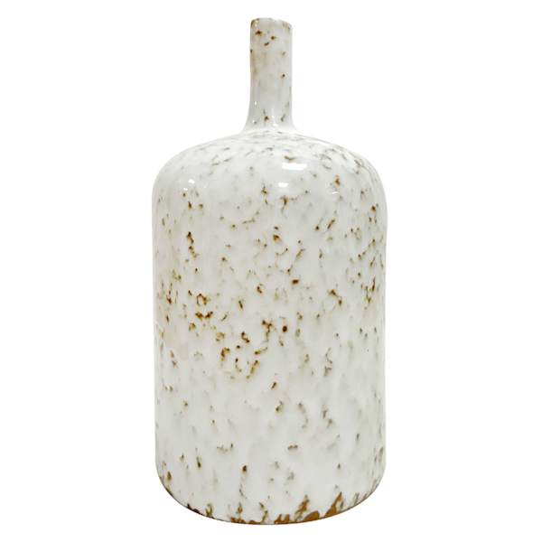 Honeybloom Emily White & Brown Ceramic Vase, 9.5"