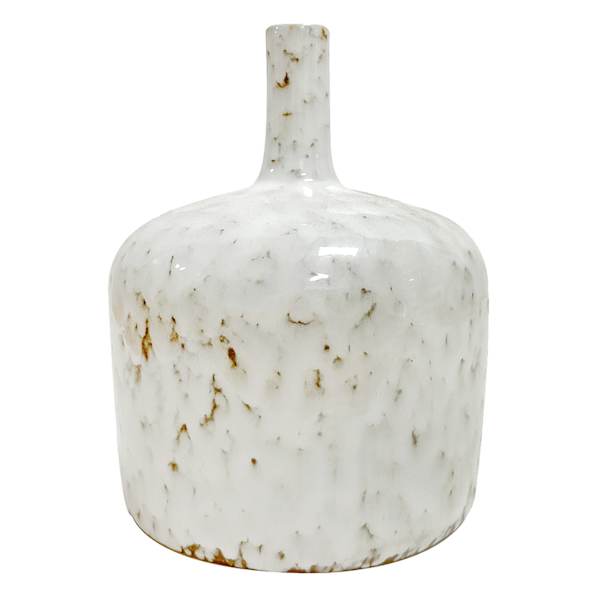 Honeybloom Emily White & Brown Ceramic Vase, 6"