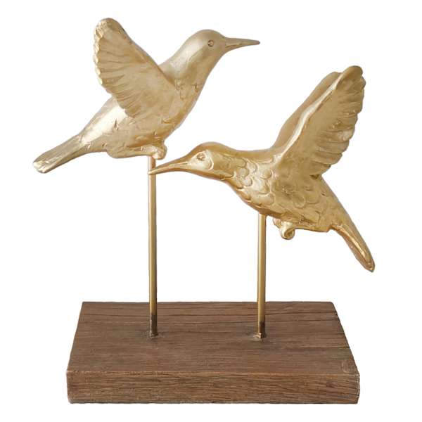 Honeybloom Gold Metal Hummingbird Figurine, 7.3"