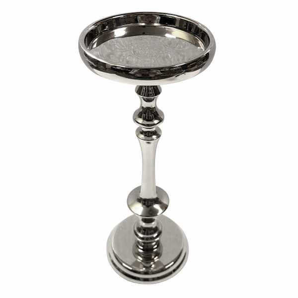 Silver Metal Pillar Candle Holder, Small