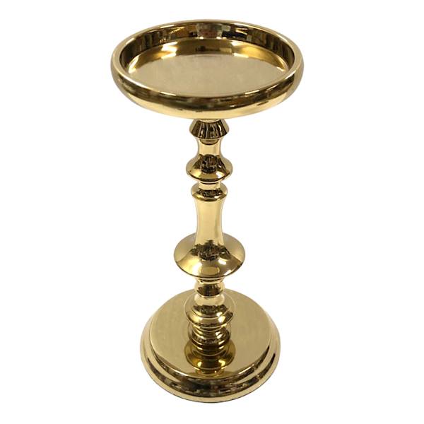 Gold Metal Pillar Candle Holder, 10.5"