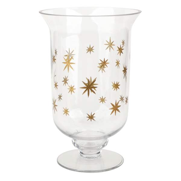Willow Crossley Gold Etched Star Glass Vase, 9.8"