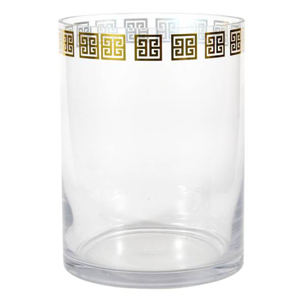 Providenc Greek Key Clear Glass Cylinder Vase, Large