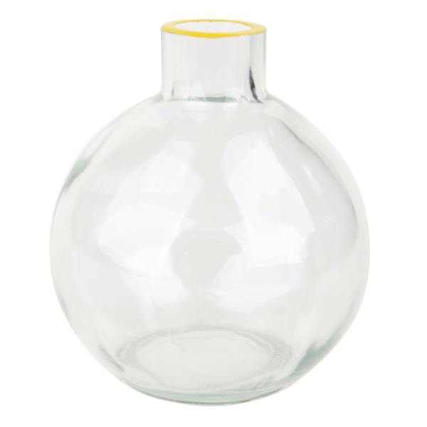 Willow Crossley Yellow Rim Clear Bud Vase, 3"