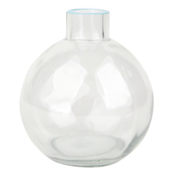 Willow Crossley Blue Rim Clear Bud Vase, 3"