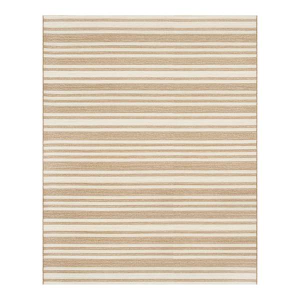 (E456) Honeybloom Lester Natural Striped Outdoor Area Rug, 8x10