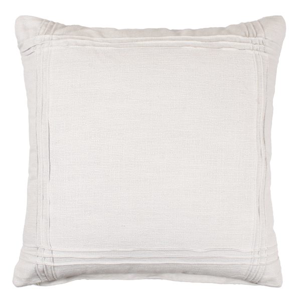 Providence Grey Four Corner Frame Stitch Cotton Throw Pillow, 20"