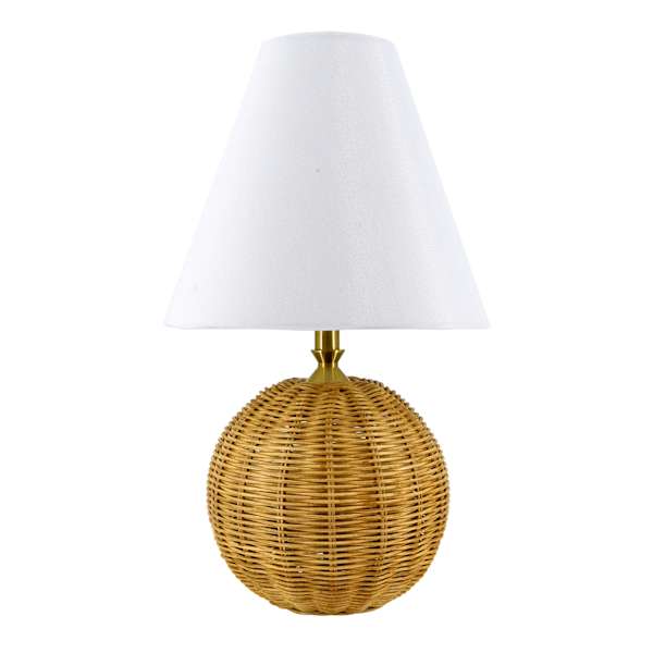 Honeybloom Natural Rattan Round Accent Lamp With Shade, 16"