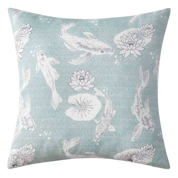 Found & Fable Blue Koi Pond Square Outdoor Throw Pillow, 20"