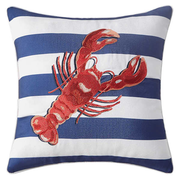 Providence Lobster Striped Square Outdoor Throw Pillow, 16"