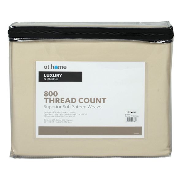 4-Piece Taupe 800 Thread Count Luxury Sheet Set, Queen