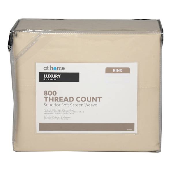 4-Piece Taupe 800 Thread Count Luxury Sateen Sheet Set, King