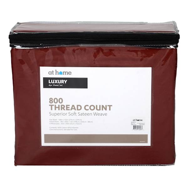 4-Piece Red 800 Thread Count Luxury Sheet Set, King