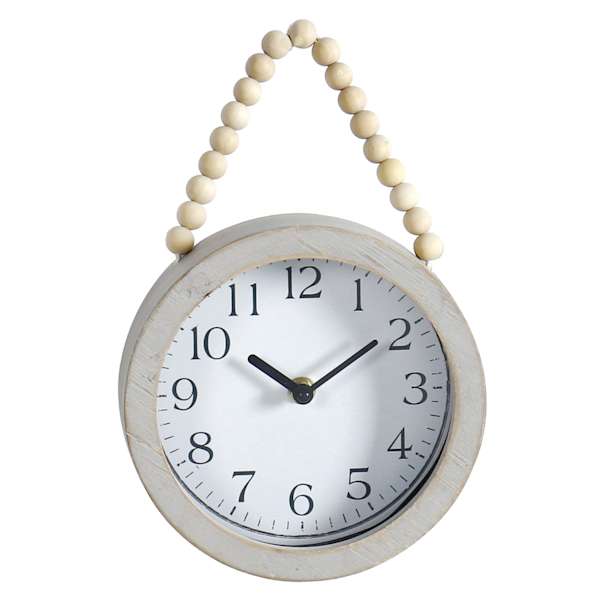 Honeybloom Grey Beaded Round Wall Clock, 7x11