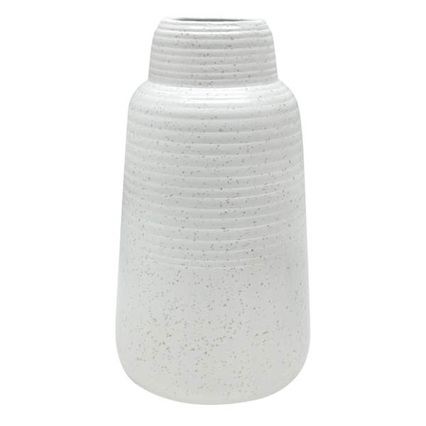 Found & Fable White Ribbed Ceramic Vase, 9"