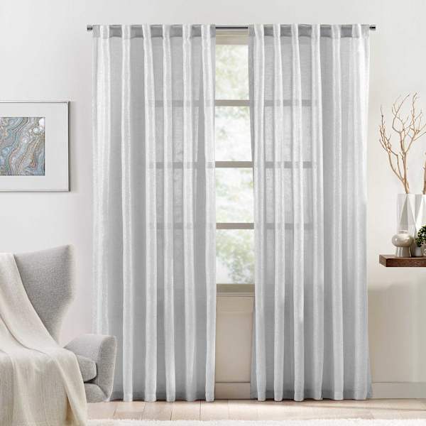 Metallic White Luxe Curtain Panel, 95"