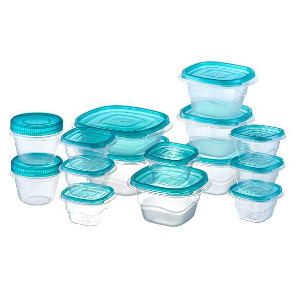 30-Piece Plastic Food Storage Container Set, Aqua