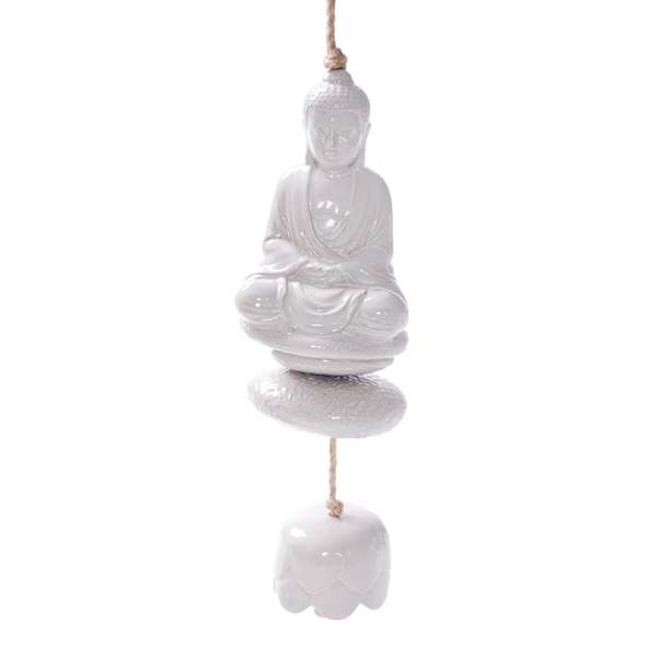 Found & Fable White Buddha Wind Chime, 12"