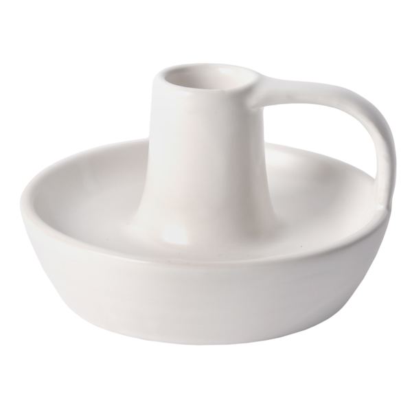 Honeybloom White Ceramic Candle Holder, 2.6"