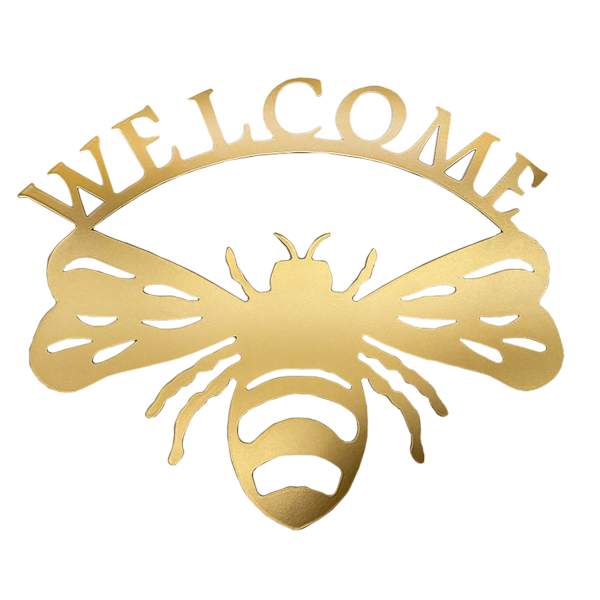 Honeybloom Welcome Bee Metal Wall Sign, 10x12
