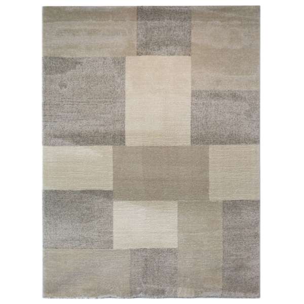 (A444) Siroc Neutral Blocks Area Rug, 5x7