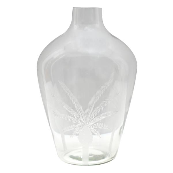 Providence Etched Narrow Mouth Glass Vase, 14.2"