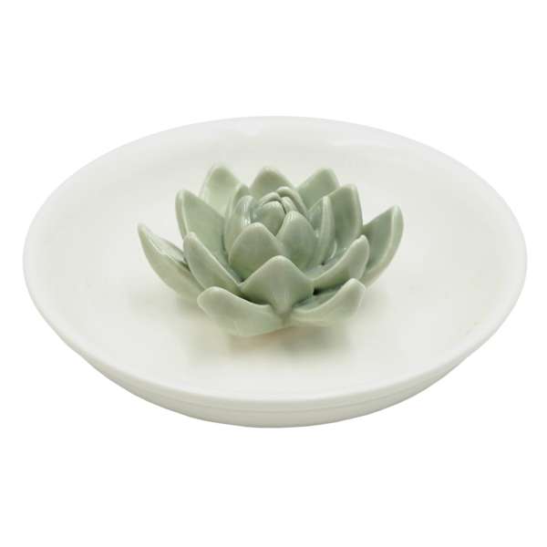 Found & Fable Ceramic Succulent Incense Holder, 4"
