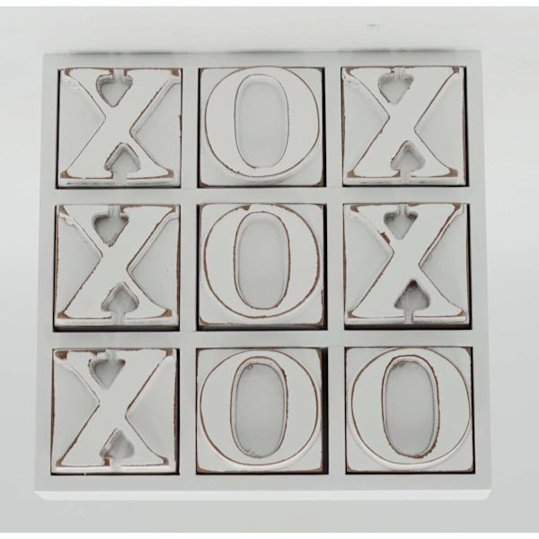 White Wooden Tic-Tac-Toe Decor, 9"
