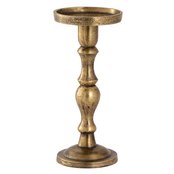 Gold Pillar Candle Holder, 10"