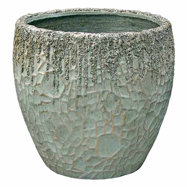 Green Metallic Rim Outdoor Planter, Large