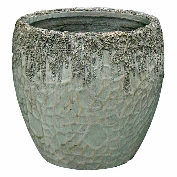 Green Metallic Rim Outdoor Planter, Medium