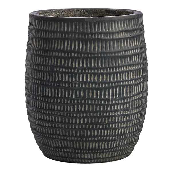 Ancient Black Round Planter, Medium
