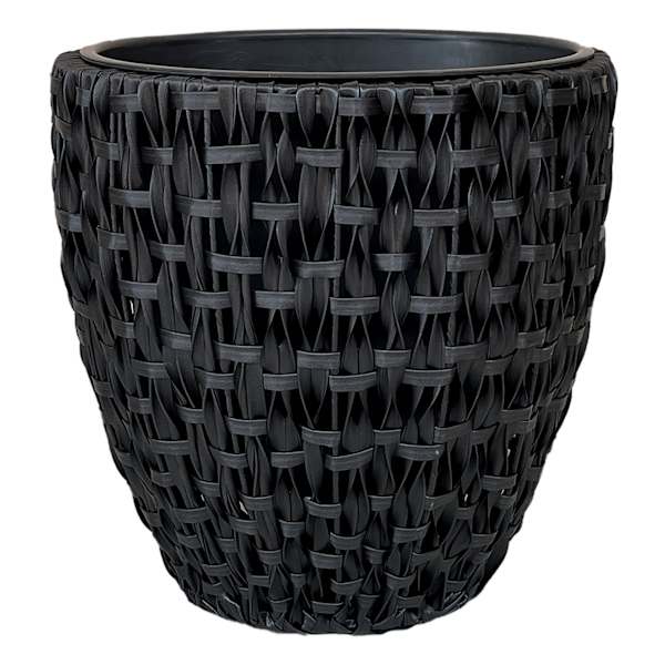 Found & Fable Black Woven Plicker Outdoor Planter, Large
