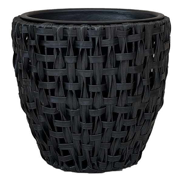 Found & Fable Black Woven Plicker Outdoor Planter, Small