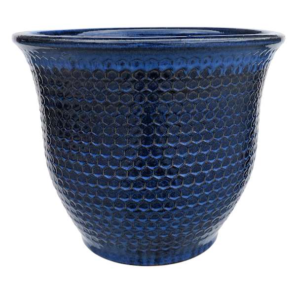 Providence Blue Honeycomb Outdoor Planter, Large