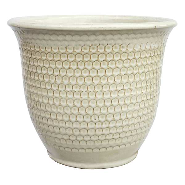 Providence White Honeycomb Outdoor Planter, Medium