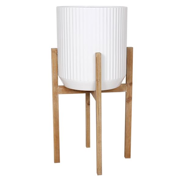 Ty Pennington White Metal & Wood Planter Stand, Large