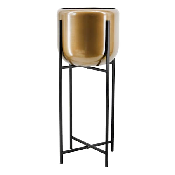 Round Bronze Metal Plant Stand, 25.8"