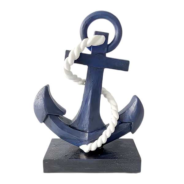 Providence Navy Blue Anchor Outdoor Garden Statue, 13.5"