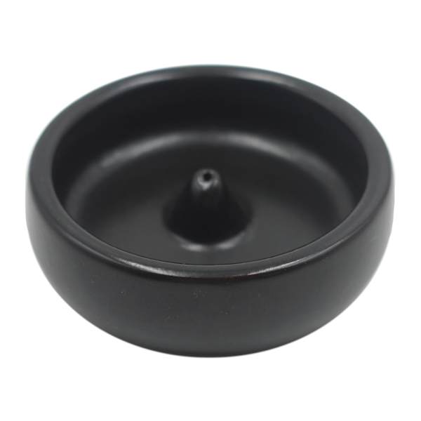 Found & Fable Black Ceramic Incense Holder, 4"