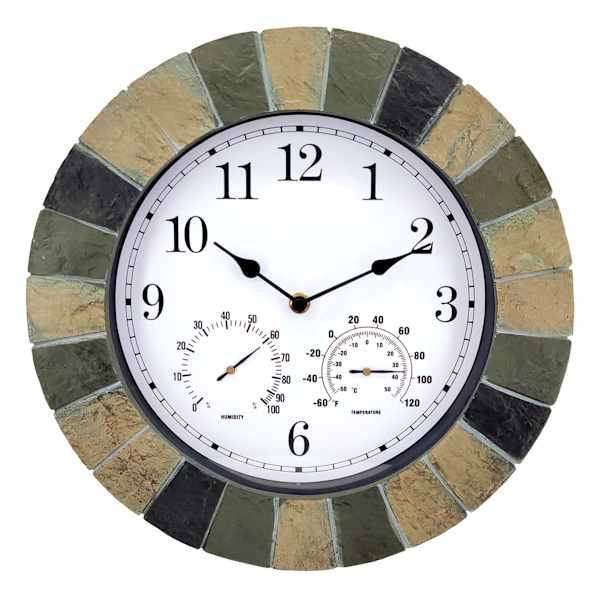 Outdoor Clock with Thermometer & Hygrometer, 13.5"