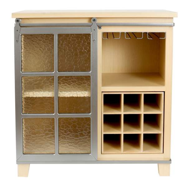 Honeybloom Suzanne Wood & Metal Barn Door Wine Cabinet