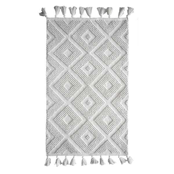 Ivory High-Low Diamond Handwoven Accent Rug, 2x4