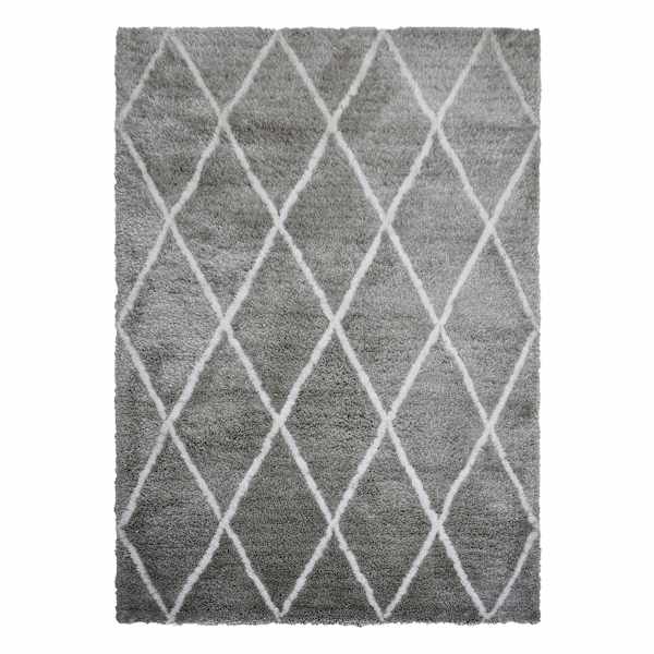 (C131) Grey & White Diamond Tufted Area Rug, 5x7
