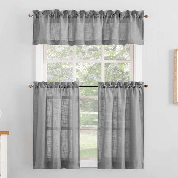 Paige Grey Tier Curtain Panel Set, 64x36